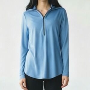 & Other Stories Women's Half Zip Jersey Knit Jacket Top Blue size Large
